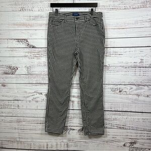 Talbots Bkack White Gingham Check Velveteen Straight Leg Pants